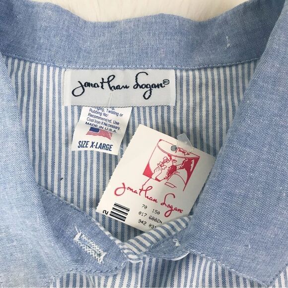 VINTAGE‎ Deadstock 80s 90s Cropped Button Down Shirt Tie Waist Boxy Size XL New - Picture 4 of 12